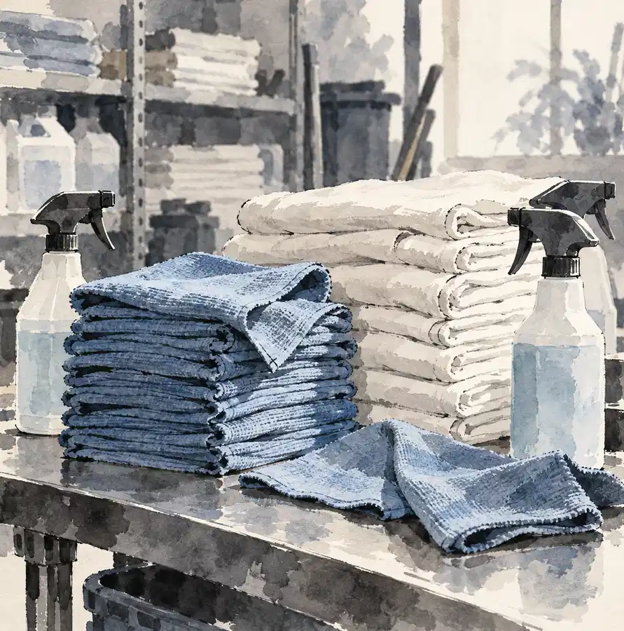 Illustration of cleaning businesses equipment and workspace